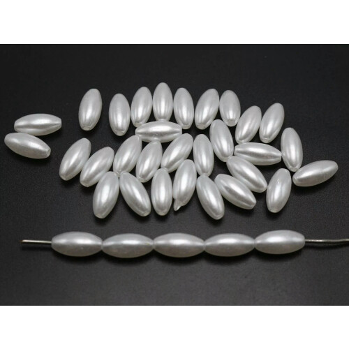 Kunstperlen, weiß, oval, 6 x 12 mm, 200 Stück 1