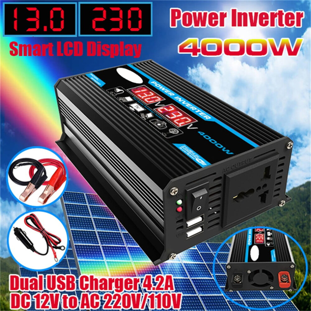 4000 Watt Pure Sine Wave Power Inverter Dc 12V To Ac 120V Inverters With Dual Usb Port 9405492437210