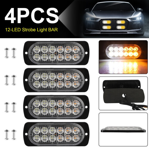 Φάρος προειδοποίησης κινδύνου 4x12LED με φωτεινή μπάρα φλας αυτοκινήτου/φορτηγού, 1