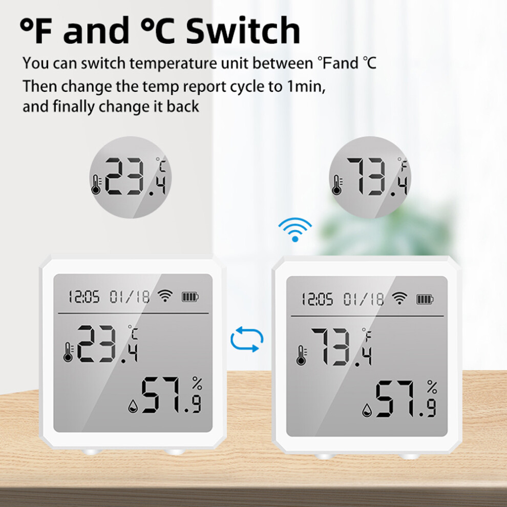 Tuya WiFi BT LCD Temperature & Humidity Sensor, Alarm, Alexa Compatible