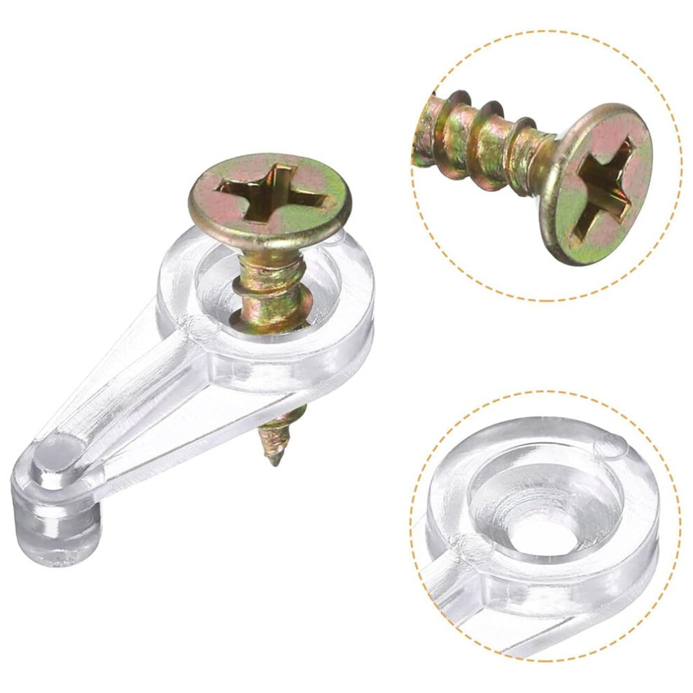50Set Glass Retainer Clips Kit, 25Mm Plastic Glass Cabinet Clips With Screws 9336866740684