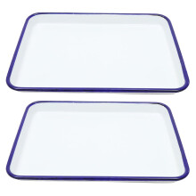 2-Pack Retro Enamel Baking Trays Multi-Functional Oven Pans Non-Stick Bakeware Set