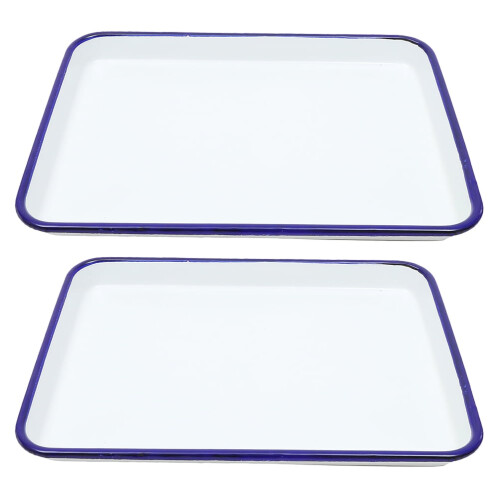 2-Pack Retro Enamel Baking Trays Multi-Functional Oven Pans Non-Stick Bakeware Set