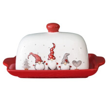 Christmas Style Ceramic Butter Dish with Lid Butter Keeper Container