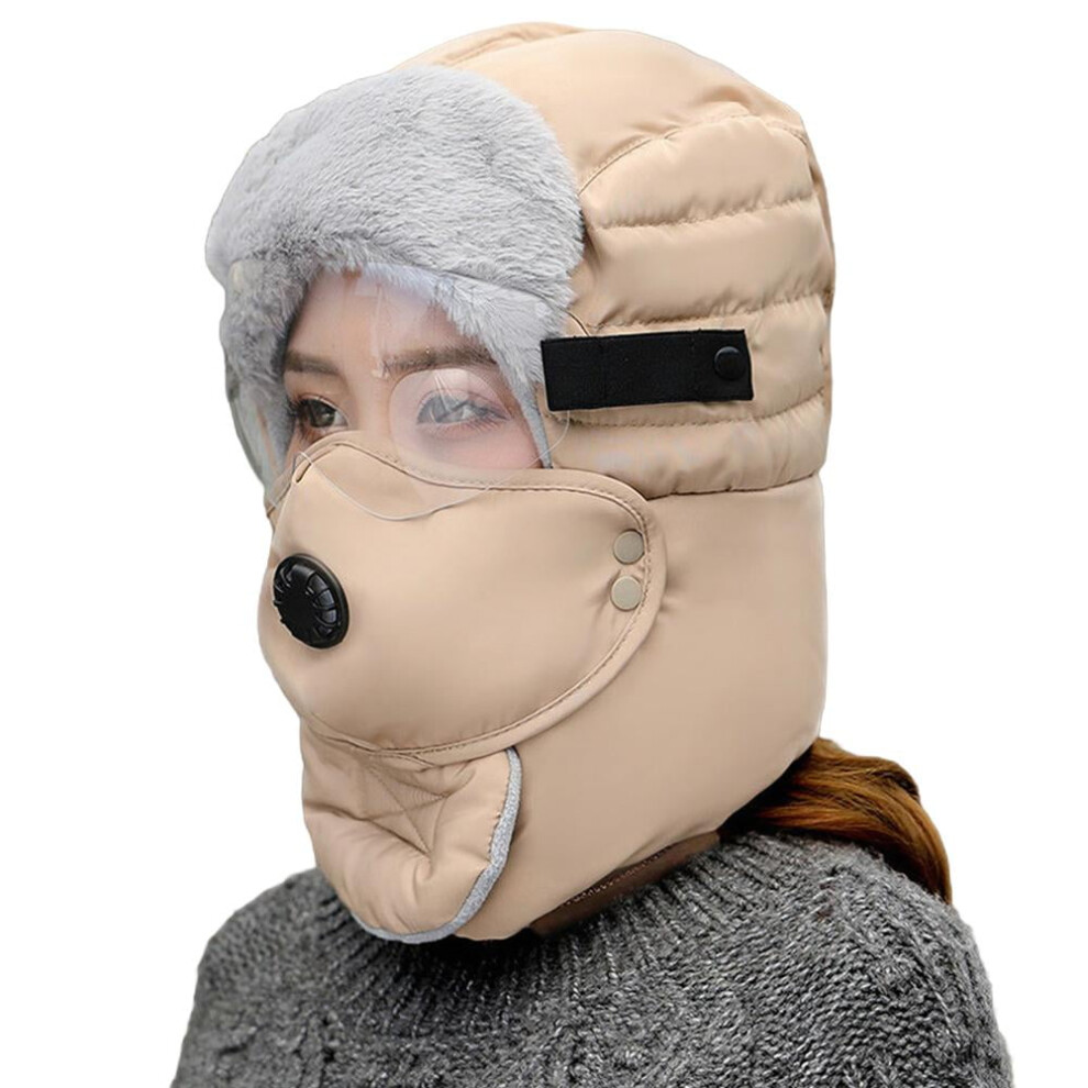 Windproof Full Cover Outdoor Riding Mask With Glasses,Winter Ear & Face Protection Hat For Cold Weather Skiing Outdoor 9009879501251