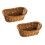 2PCS Oval Woven Bread Baskets, Stackable Plastic Wicker Fruit Baskets for Kitchen, Restaurant, Outdoor – Imitation Rattan Brown 1