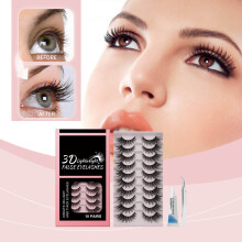 3D Lightweight False Eyelashes 10 Pairs With Glue And Tweezers Natural Looking 1pc 7ml