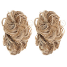 Chignons postiches effet décoiffé pour femmes, en cheveux synthétiques dorés (2 pièces)