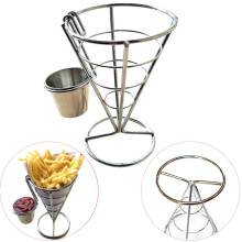 Soporte para conos de patatas fritas, fabricado en acero inoxidable duradero, color plata, 2 unidades.