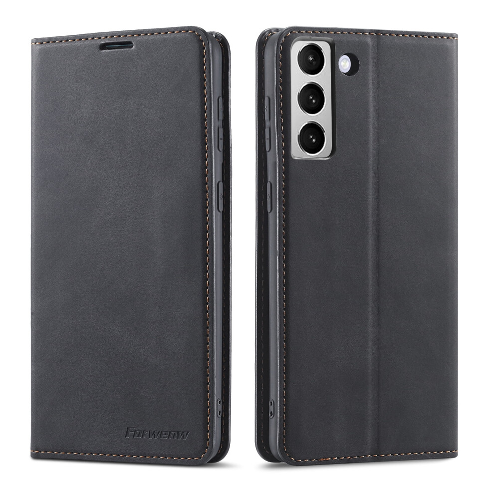 Wallet Case For Samsung Galaxy S24 Â Magnetic Flip Folio, Pu Leather + Tpu Shockproof Cover With Stand & Card Slots, Black 9044386037855