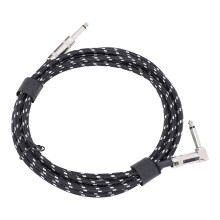 Guitar Cable 10 ft, Electric Instrument Cable Bass Amp Cord for Electric Guitar Bass Amplifier Audio, 1/4" Right Angle to Straight, Black White
