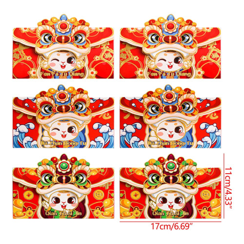 Red Foldable Bag Cartoon Design 6 Pieces 2