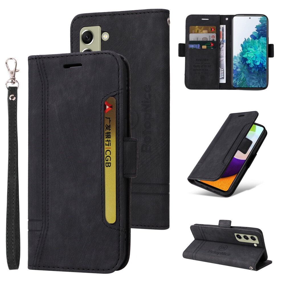 Samsung Galaxy S21 Fe (6.4") Wallet Case Â Shockproof Pu Leather, Magnetic Clasp, Id/Card Slots, Flip Stand, Wrist Strap, Â Compatible With Black 9336866741957
