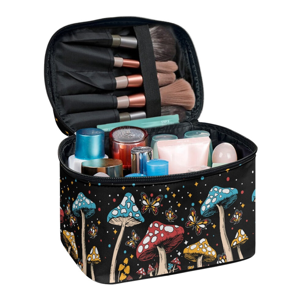 Mushroom Forest Glow Makeup Organizer Polyester Brush Bag