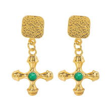Cross-Shaped Micro-Inlaid Earrings Western Antique Style 1