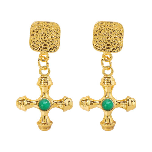 Cross-Shaped Micro-Inlaid Alloy Earrings