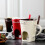 Ceramic fondue cups with forks red tealight set 6