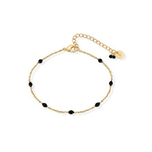 Yellow Gold Plated Enamel Beaded Bracelets for Women - Colorful Dainty Bead Bracelet - Boho Festival Green Jewelry Gifts
