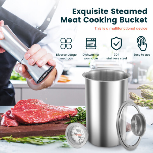 Stainless Steel Ham Maker Meat Press with Thermometer 2 pcs 1