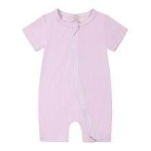 Baby Boys Girls Romper Jumpsuit Zipper Short Sleeve Sleeper Pajamas Outfit Light Purple 3-6 Months