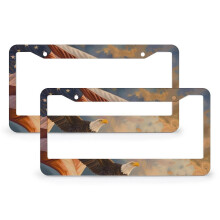 Bald Eagle American Flag License Plate Frames 2 Pack