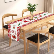 Christmas tablecloth, candy lettering print, holiday party table decor, festive dining table cover for celebrations.