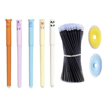 Erasable Gel Pen Thermal Easy-Rub Gel Pen Cute Cartoon Eraser Set With No-Waste Eraser 0.5mm Pen Tip 20ml