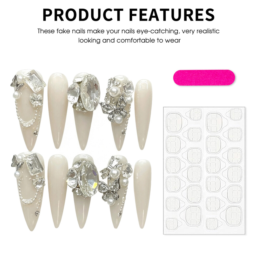 Dachuang Beauty (1370) Rhinestone Fake Nails 10Pcs Wedding Party