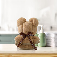 Bear-Shaped Coral Fleece Towel, 30x40cm – Baby Gift, Cleaning Cloth, Pineapple Plaid Design