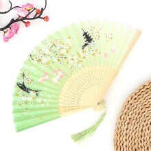 Handheld Fans Silk Folding Foldable Fans Vintage Bamboo Frames Chinese Japanese Fans for Dancing Cosplay Wedding Party Props Decoration