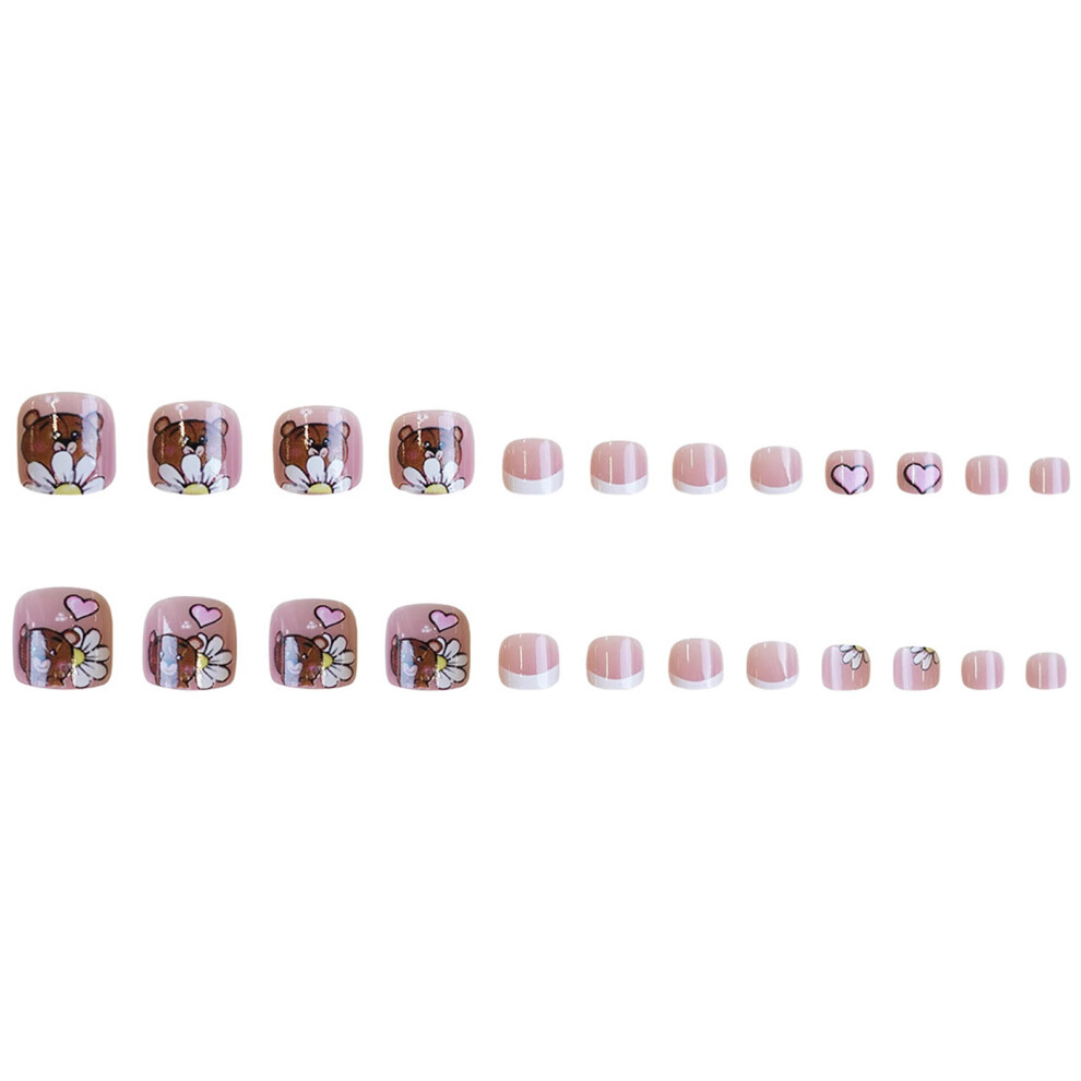 Reach-Tools Pink French Tip False Toenails For Women