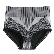 Briefs Flower Print Seamless Nylon Stretchy Tummy Control Panties for Women,Grey L