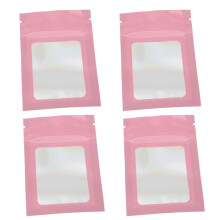 100pcs Pink Holographic Self-Sealing Ziplock Bags, 6x10cm Reusable Storage
