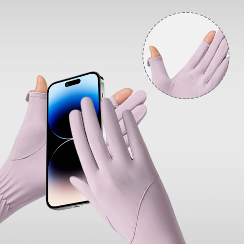 Damehandsker med issilke og solcreme, UV-beskyttelse 1