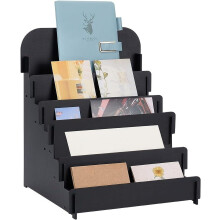 5-Tier Black PH Greeting Card Display Stand – Compatible with Birthday Cards, Stickers, Bookmarks, DIY & Retail