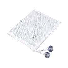 Bath Toy Storage Net, Mesh Organizer with Suction Cups, Hanging Bag for Shower, Water Drainage, White Polyester, 13.7x17.7 Inches