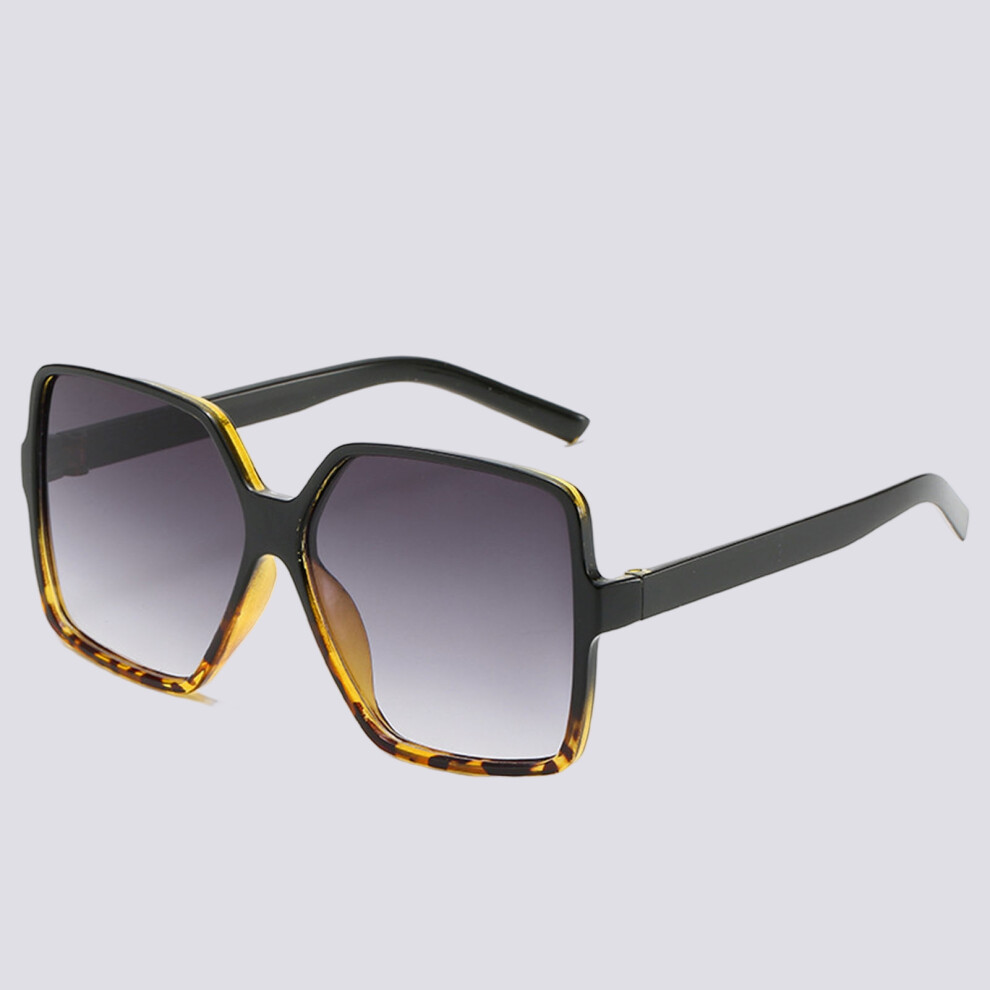 Zhouq-Outdoors (Black Top And Lower Leopard Pattern) Women\'S Oversized Square Sunglasses Uv Protection Driving
