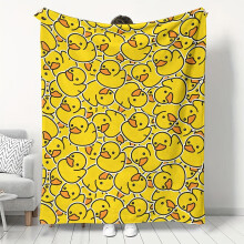 Soft Yellow Rubber Duck Flannel Blanket – Acrylic, Hypoallergenic, All-Season, for Home/Travel/Outdoors