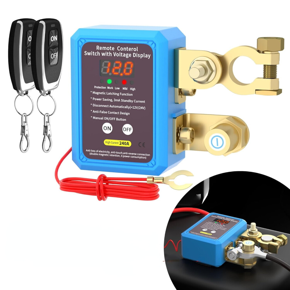 240A Kill Switch 12V Remote Battery Disconnect Switch With Led Voltage Display Automatic Power Shut Off Switch Anti Theft For Auto Car Truck Boat 9362892449154
