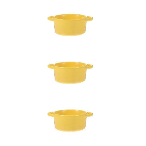 3Pièces Bols Céramique Orange À Double Anse, Multi-Usage Cuisine