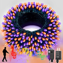 66ft Music Christmas Mini Lights, 200 LED Starry String, Stepless Dimming, Green Wire, Indoor/Outdoor, Compatible with Xmas Tree, Wedding, Party