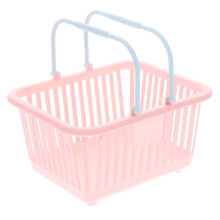 Panier à provisions rose en plastique avec poignée pour enfants, rangement multifonctionnel idéal pour la cuisine, 15 x 11,5 x 12,5 cm