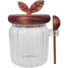 17 oz Airtight Sugar Bowl with Lid & Spoon – Glass Coffee Bar Container for Sugar, Cereal, Tea, Salt, Spices – Compatible with Standard Scoops