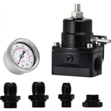 Adjustable Fuel Pressure Regulator Kit 3-70PSI with AN8 Feed Port and AN6 Return Port (black)