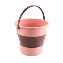 1 Pack Collapsible Plastic Bucket, Foldable Round Tub with Handle, Space Saving Outdoor Waterpot for Garden Camping Car Mop Cleaning Beach 5L (Pink)