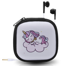 Kids Earbuds with Unicorn Storage Case, Wired 3.5mm In-Ear Headphones with Mic – Cute Back-to-School Gift for Girls & Boys