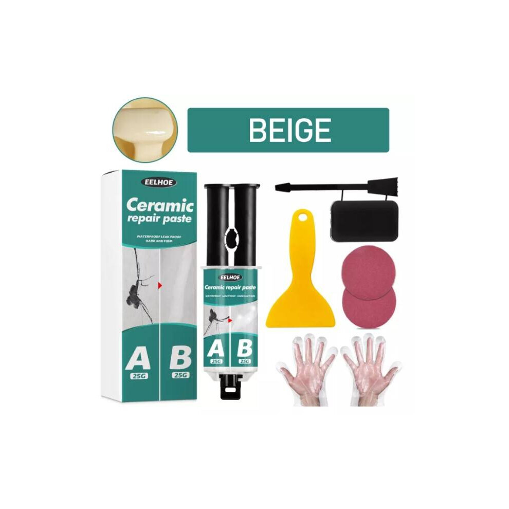 (Cream Color) Tile Repair Glue Set - Waterproof Epoxy Grout Filler 6253032982439