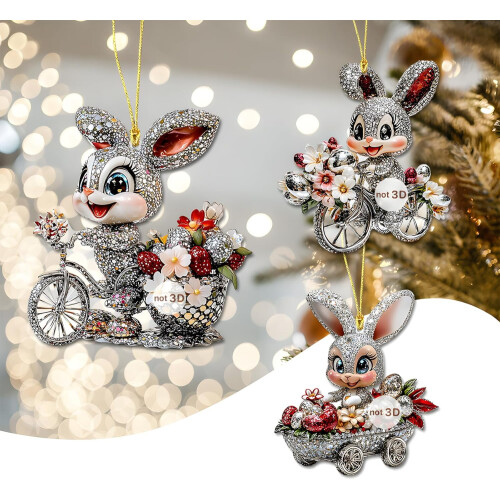 Easter Rabbit Ornament, 2D Acrylic Hanging Decoration (6 2