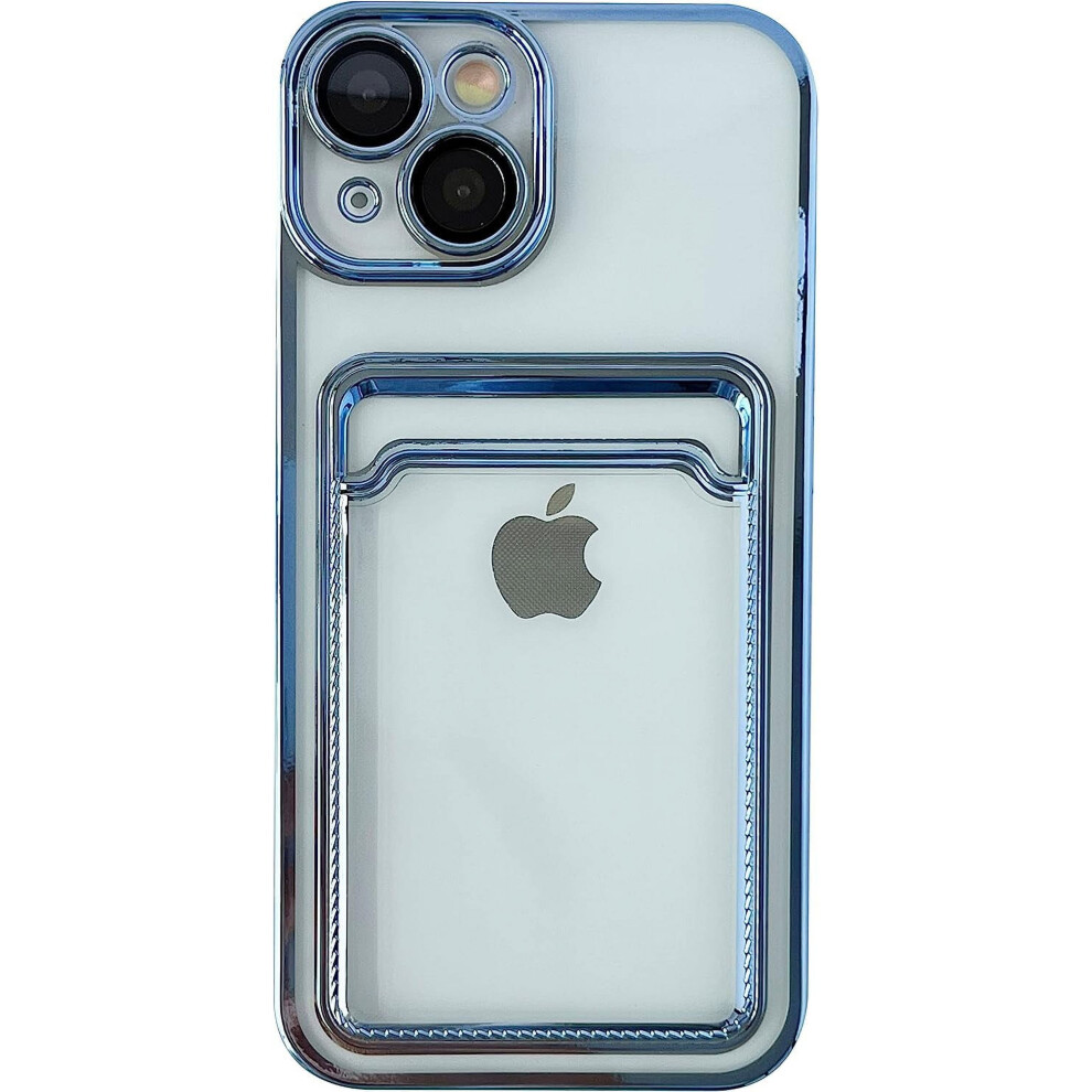 Plating Card Holder Wallet Clear Soft Compatible With Iphone Case (,Compatible With Iphone 13 Pro) Blue 9044386939180
