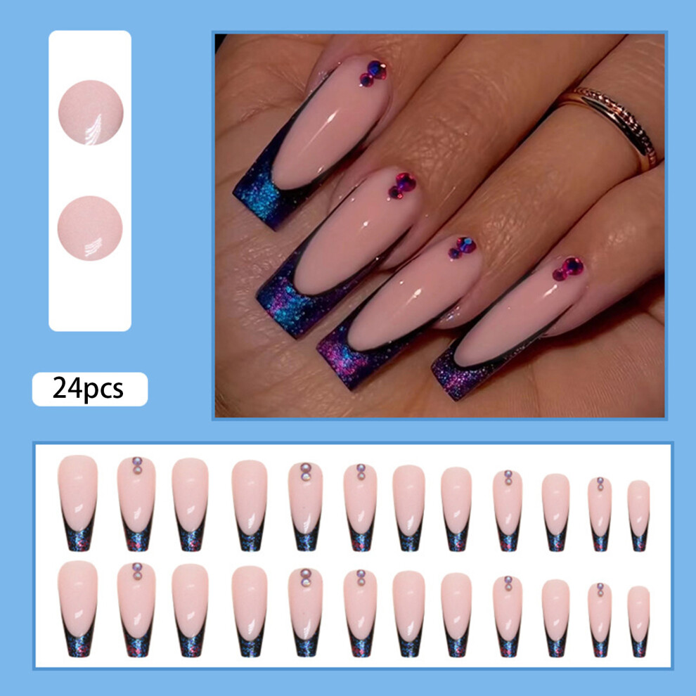 Dcph-Clothing Diamond Fake Nails French Sweet Style 50Pcs